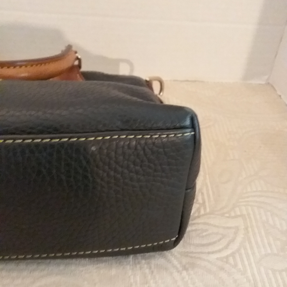 Dooney Bourke Pebble Satchel Crossbody w/Strap Leather Black /Brown Handles EUC - Picture 12 of 14